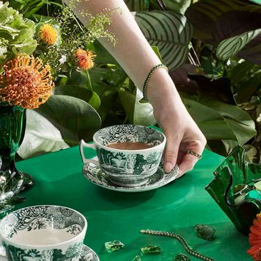 Heritage Green Italian 4 B'fast Cups & Scrs